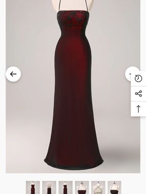 Beaded Bodice Evening Gown - Red